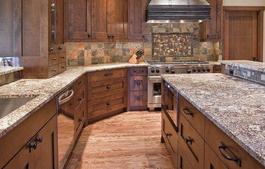 Luxury kitchen with natural stone countertops